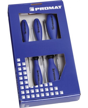 Schraubendrehersatz Schlitz 2,5-6,5 5 tlg. Rundkl. 3K-Heft m. Größenleitsystem