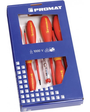 Schraubendrehersatz VDE 7tlg. Schlitz/PZD m.Spannungsprüfer 3K-Heft Größenleits.