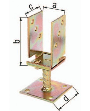 U-Pfostenträger 71-131x110x70x100mm TZN breitenverstellbar,zum Aufschr.GAH
