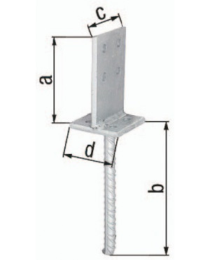 T-Pfostenträger 130x200x80x80mm STA roh TZN GAH