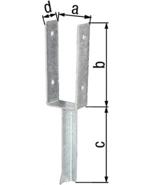 U-Pfostenträger ETA-10/0210 81x200x200x50mm TZN m.Betonanker a.T-Eisen GAH