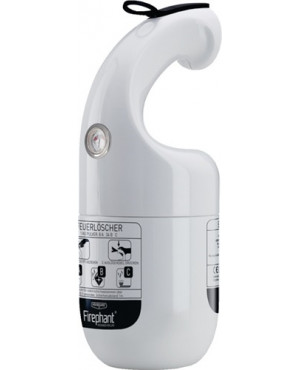 Pulverfeuerlöscher Firephant 1kg weiß Brandkl.8A 34B C m.Manometer,m.Halter