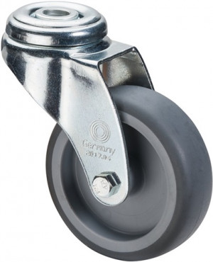 Lenkrolle D.100mm Trgf.70kg m.Rückenloch Gum.blaugrau