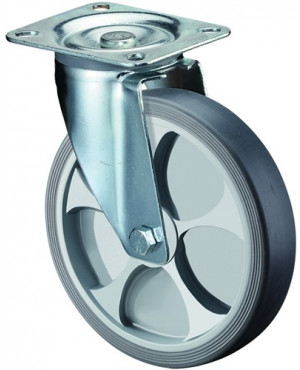 Lenkrolle D.100mm Trgf.110kg thermoplastisch Ku.Platte L104xB80mm
