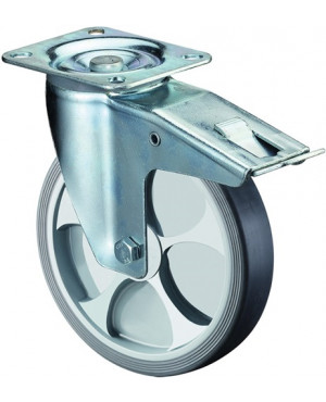 Lenkrolle D.125mm Trgf.120 kg m.Feststeller Ku.Platte L104xB80mm