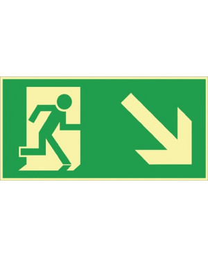 Rettungszeichen BGV A8 L297xB148mm Rettungsweg re.abwärts Ku.