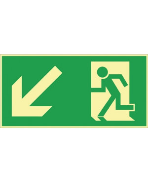 Rettungszeichen BGV A8 L297xB148mm Rettungsweg li.abwärts Ku.