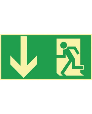 Rettungszeichen BGV A8 L297xB148mm Notausgang Querf./m.Figur Ku.