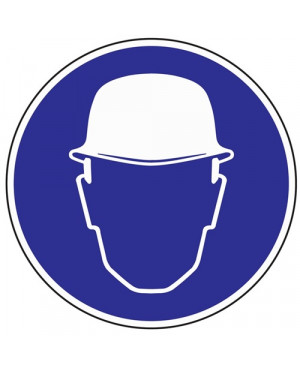 Gebotszeichen Kopfschutz benutzen D.200mm Folie selbstklebend blau/weiß