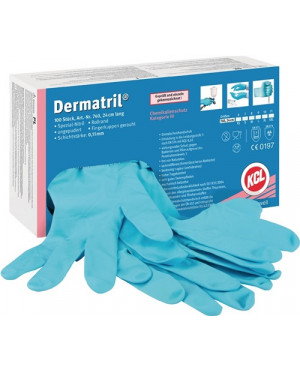 Einweghandschuhe Dermatril 740 Gr.7 blau Nitril EN 374,EN 455 Kat.III