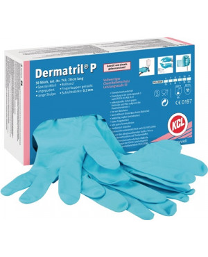 Einweghandschuhe Dermatril P 743 Gr.9 blau Nitril EN 374,EN 455 Kat.III