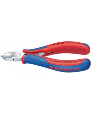Elektronikseitenschneider DIN ISO9654 L130mm rund m.kl.Facette spiegelpl. Knipex