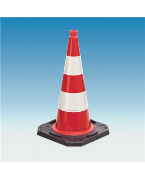 Leitkegel TL H.500mm BAST geprüft,2 Streifen G. 3,20 kg,33x33 cm