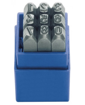 Schlagzahlensatz 9tlg.Schrift-H.5mm 0-9 Gravur 58-60HRc i.Ku.-Box