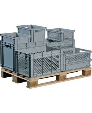 Transportbehälter L400xB300xH220mm grau PP Durchfassgr.Seitenwände durchbrochen