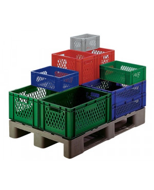 Transportbehälter L600xB400xH320mm grau PP Durchfassgr.Seitenwände durchbrochen