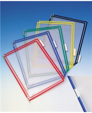 Sichttafel PVC m.Drahtrahmen ku.-ummantelt rot DIN A4 reflexionsfrei 10St./Btl.