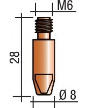 Stromdüse Draht-D. 0,8mm M 6 L.28mm E-Cu TRAFIMET