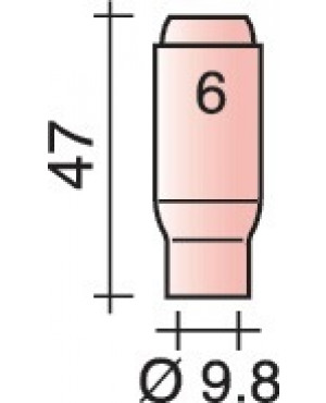 Keramische Gasdüse Stand.D.9,8mm L.47mm TRAFIMET