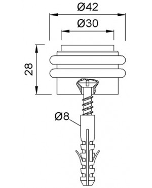 Bodentürpuffer 2053.82 D.42mm H.28mm VA ma Dübelmontage KWS