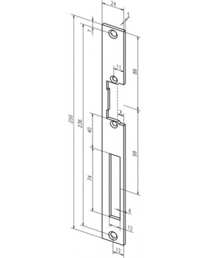 Flachschließbl. 338 VA ktg. B.24xL.250mm DIN L/R