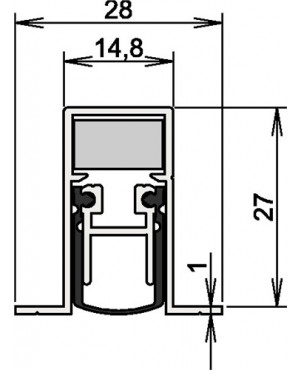 Türdichtung Schall-Ex® DUO L-15/28 OS Nr. 1-404 Ausl.2-s.L.1208mm Alu. silberf.