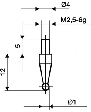 Messeinsatz D.1mm KGL M2,5 STA f. Messuhren Käfer