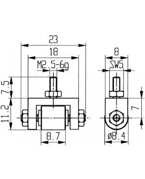 Messeinsatz D.8,4mm Rl. M2,5 STA f. Messuhren Käfer
