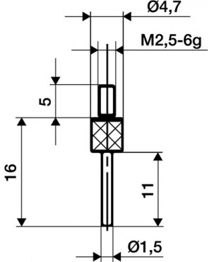 Messeinsatz D.1,5mm L.11mm Stift M2,5 HM f. Messuhren Käfer
