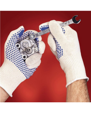 Handschuhe Tiger Paw Nr.76-301 Gr.8 weiß/blau PES/CO EN 388 Kat.II Ansell