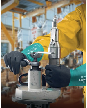 Chemiehandschuh Alpha-Tec 58-535W Gr.9 grün/grau EN 388,EN 374,EN 1149 Kat.III